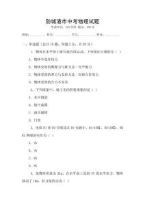 防城港市中考物理試題