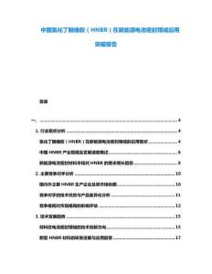 中國氫化丁腈橡膠（HNBR）在新能源電池密封領(lǐng)域應(yīng)用突破報告