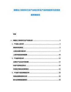 精細化工新材料行業(yè)產業(yè)鏈分析及產品研發(fā)趨勢與投資發(fā)展策略報告