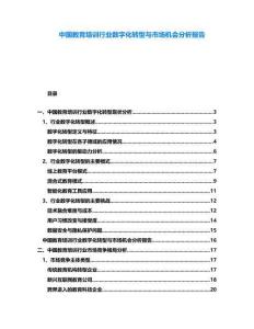 中國教育培訓(xùn)行業(yè)數(shù)字化轉(zhuǎn)型與市場機會分析報告