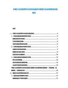 中國工業(yè)互聯(lián)網(wǎng)平臺標(biāo)準(zhǔn)化建設(shè)與垂直行業(yè)應(yīng)用落地實踐報告
