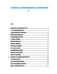 金融科技行業(yè)大數(shù)據(jù)應(yīng)用深度剖析及行業(yè)前景預(yù)測分析報告