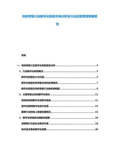 傳統(tǒng)零售行業(yè)數(shù)字化轉(zhuǎn)型市場(chǎng)分析及行業(yè)投資管理策略報(bào)告