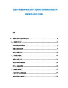 金融科技行業(yè)市場潛力研究及其商業(yè)模式創(chuàng)新深度探討與發(fā)展前景全面分析報告