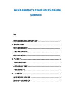 塞爾維亞金屬制品加工業(yè)市場供需分析投資價值評估規(guī)劃發(fā)展趨勢報告