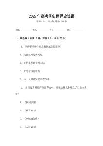 2025年高考历史世界史试题