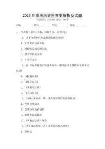 2026年高考历史世界史解析及试题