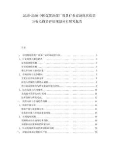 2025-2030中國煤炭洗煤廠設備行業(yè)市場現(xiàn)狀供需分析及投資評估規(guī)劃分析研究報告