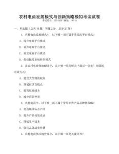 農村電商發展模式與創新策略模擬考試試卷