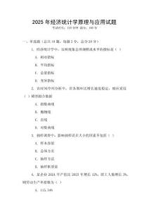2025年經濟統計學原理與應用試題