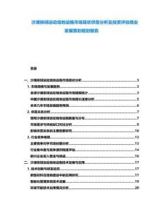沙灘排球運(yùn)動(dòng)場(chǎng)地設(shè)施市場(chǎng)現(xiàn)狀供需分析及投資評(píng)估商業(yè)發(fā)展策劃規(guī)劃報(bào)告
