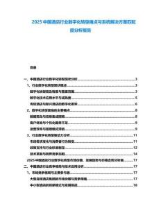 2025中國酒店行業數字化轉型痛點與系統解決方案匹配度分析報告