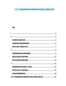 2025多晶硅提純技術瓶頸突破與投資三級跌宕方案