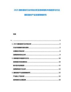 2025攝影器材行業市場分析及微單相機市場趨勢與方法攝影器材產業發展策略研究