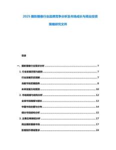 2025攝影攝像行業品牌競爭分析及市場成長與商業投資策略研究文件