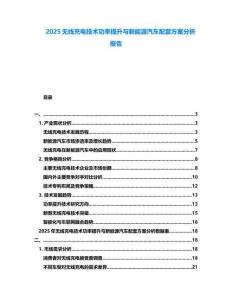 2025無線充電技術功率提升與新能源汽車配套方案分析報告