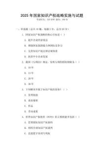 2025年國家知識產權戰略實施與試題