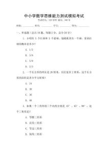 中小學(xué)數(shù)學(xué)思維能力測(cè)試模擬考試