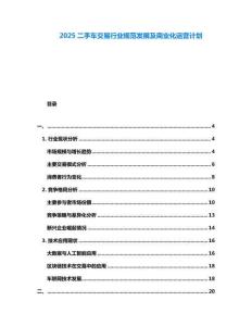 2025二手車交易行業規范發展及商業化運營計劃