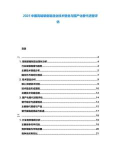 2025中國高端裝備制造業(yè)技術(shù)壁壘與國產(chǎn)化替代進(jìn)程評估