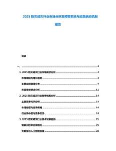 2025防災(zāi)減災(zāi)行業(yè)市場分析及預(yù)警系統(tǒng)與應(yīng)急響應(yīng)機制報告