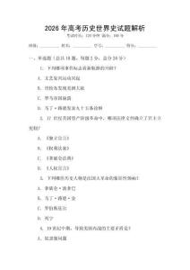 2026年高考历史世界史试题解析