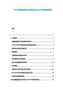 2025中國連續(xù)流生產(chǎn)技術(shù)在小分子API中的應(yīng)用評(píng)估