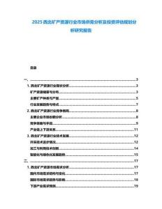 2025西北礦產資源行業市場供需分析及投資評估規劃分析研究報告