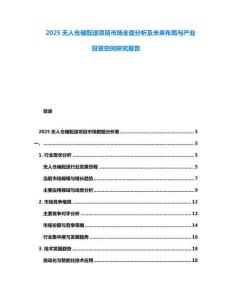 2025無人倉儲配送項目市場全面分析及未來布局與產業投資空間研究報告