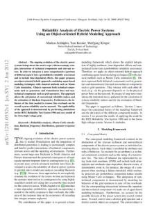 0704已打印Reliability Analysis of Electric Power Systems Using an Object-oriented Hybrid Modeling Approach