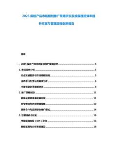 2025保險產(chǎn)品市場規(guī)劃推廣策略研究及核保理賠效率提升方案與管理流程創(chuàng)新報告