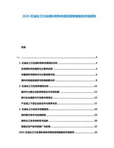 2025石油化工行業原料競爭供需投資策略規劃市場報告