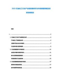 2025石油化工行業產業鏈發展研究與市場增值策略及投資發展規劃