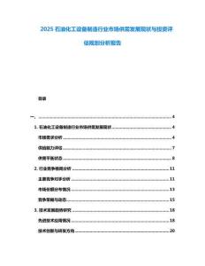 2025石油化工設備制造行業市場供需發展現狀與投資評估規劃分析報告