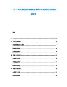 2025無線神經(jīng)刺激器行業(yè)現(xiàn)狀供需關(guān)系分析投資策略規(guī)劃報告