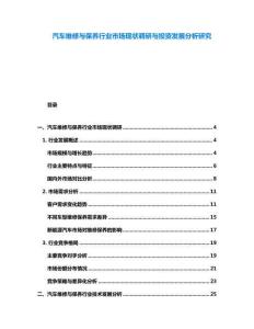 汽車(chē)維修與保養(yǎng)行業(yè)市場(chǎng)現(xiàn)狀調(diào)研與投資發(fā)展分析研究