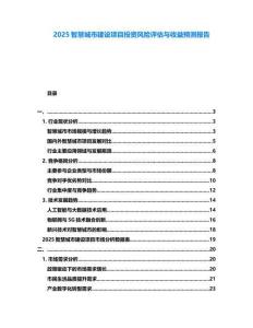 2025智慧城市建設(shè)項目投資風(fēng)險評估與收益預(yù)測報告