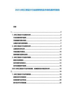 2025水利工程設計行業(yè)政策導向及市場機遇研究報告