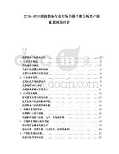 2025-2030能源裝備行業(yè)市場供需平衡分析及產(chǎn)能配置規(guī)劃報告