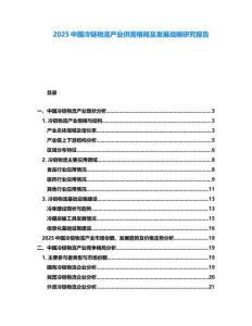 2025中國冷鏈物流產業(yè)供需格局及發(fā)展戰(zhàn)略研究報告
