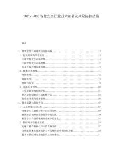 2025-2030智慧安全行業(yè)技術(shù)部署及風(fēng)險(xiǎn)防控措施
