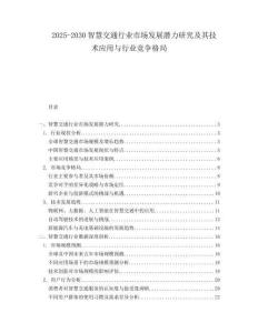 2025-2030智慧交通行業(yè)市場發(fā)展?jié)摿ρ芯考捌浼夹g(shù)應(yīng)用與行業(yè)競爭格局