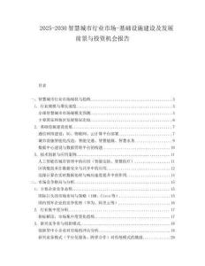 2025-2030智慧城市行業(yè)市場-基礎(chǔ)設(shè)施建設(shè)及發(fā)展前景與投資機會報告