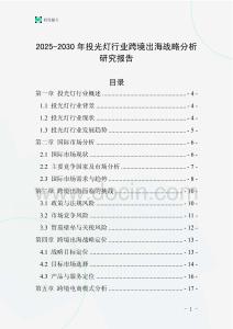 2025-2030年投光燈行業跨境出海戰略分析研究報告