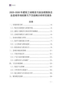 2025-2030年建筑工地噪音污染治理服务企业县域市场拓展与下沉战略分析研究报告