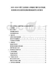 2025-2030中國工業(yè)機(jī)器人末端執(zhí)行器行業(yè)市場(chǎng)現(xiàn)狀供需分析及投資發(fā)展前景規(guī)劃研究分析報(bào)告