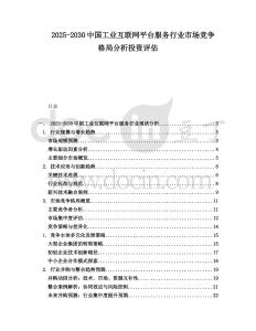 2025-2030中國工業(yè)互聯(lián)網(wǎng)平臺服務(wù)行業(yè)市場競爭格局分析投資評估