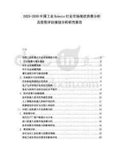 2025-2030中國工業(yè)Robots行業(yè)市場現(xiàn)狀供需分析及投資評估規(guī)劃分析研究報告