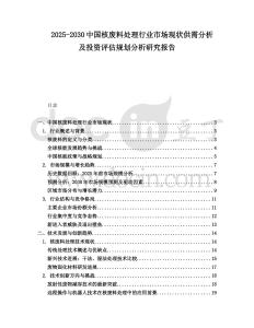 2025-2030中國核廢料處理行業(yè)市場現(xiàn)狀供需分析及投資評估規(guī)劃分析研究報(bào)告