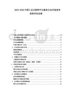 2025-2030中國工業(yè)互聯(lián)網(wǎng)平臺服務(wù)行業(yè)市場競爭投資評估發(fā)展